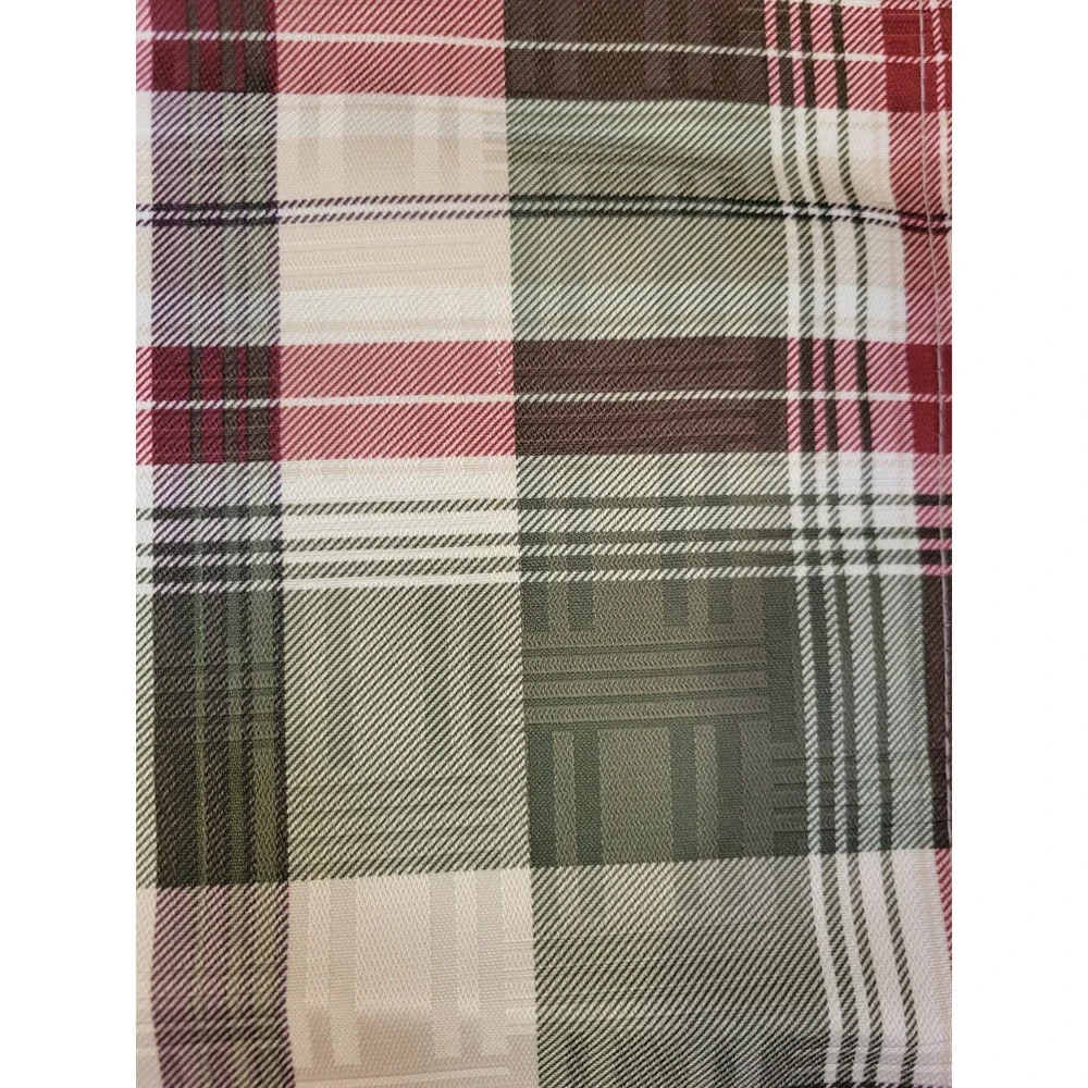 Living Quarters Green Red Plaid Oval Dining Table Linens Tablecloth 60